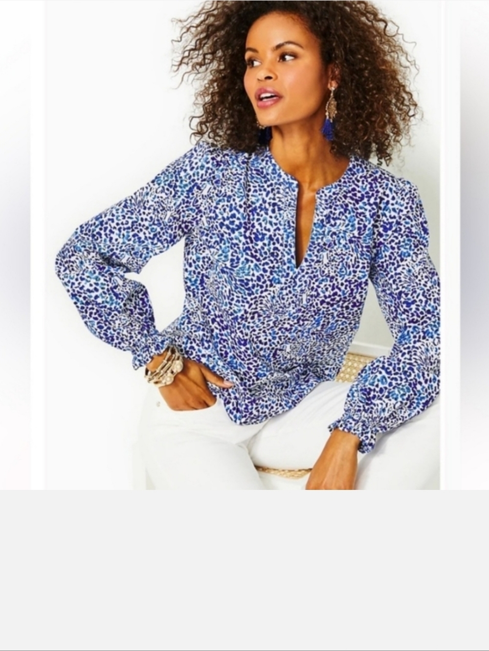 Lilly Pulitzer Coulter Long Sleeve Cotton Top  Size XS